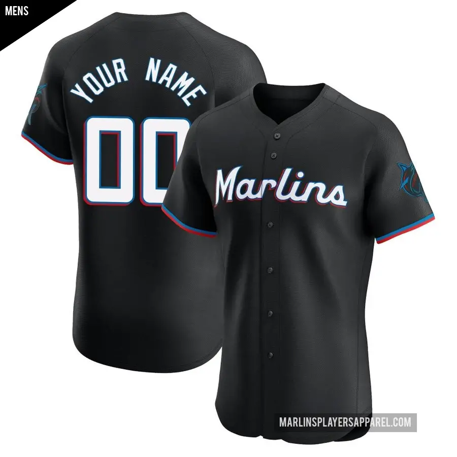 Men's Miami Marlins ＃00 Custom Elite Black Alternate Vapor Premier Jersey