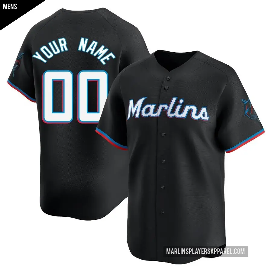 Men's Miami Marlins ＃00 Custom Limited Black Alternate Jersey