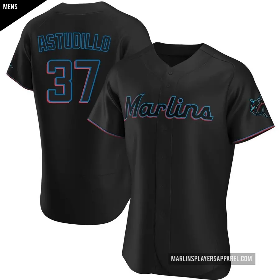 Men's Miami Marlins ＃37 Willians Astudillo Authentic Black Alternate Jersey