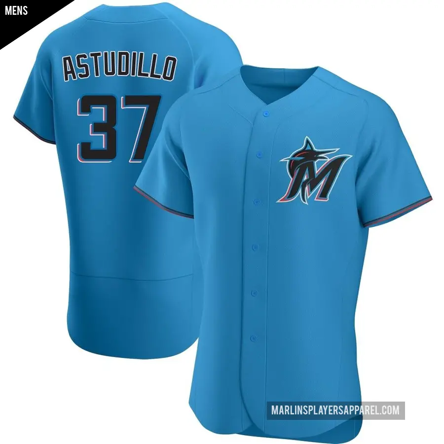 Men's Miami Marlins ＃37 Willians Astudillo Authentic Blue Alternate Jersey