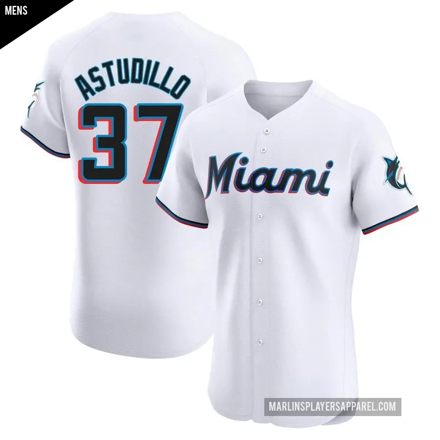 Men's Miami Marlins ＃37 Willians Astudillo Elite White Home Jersey