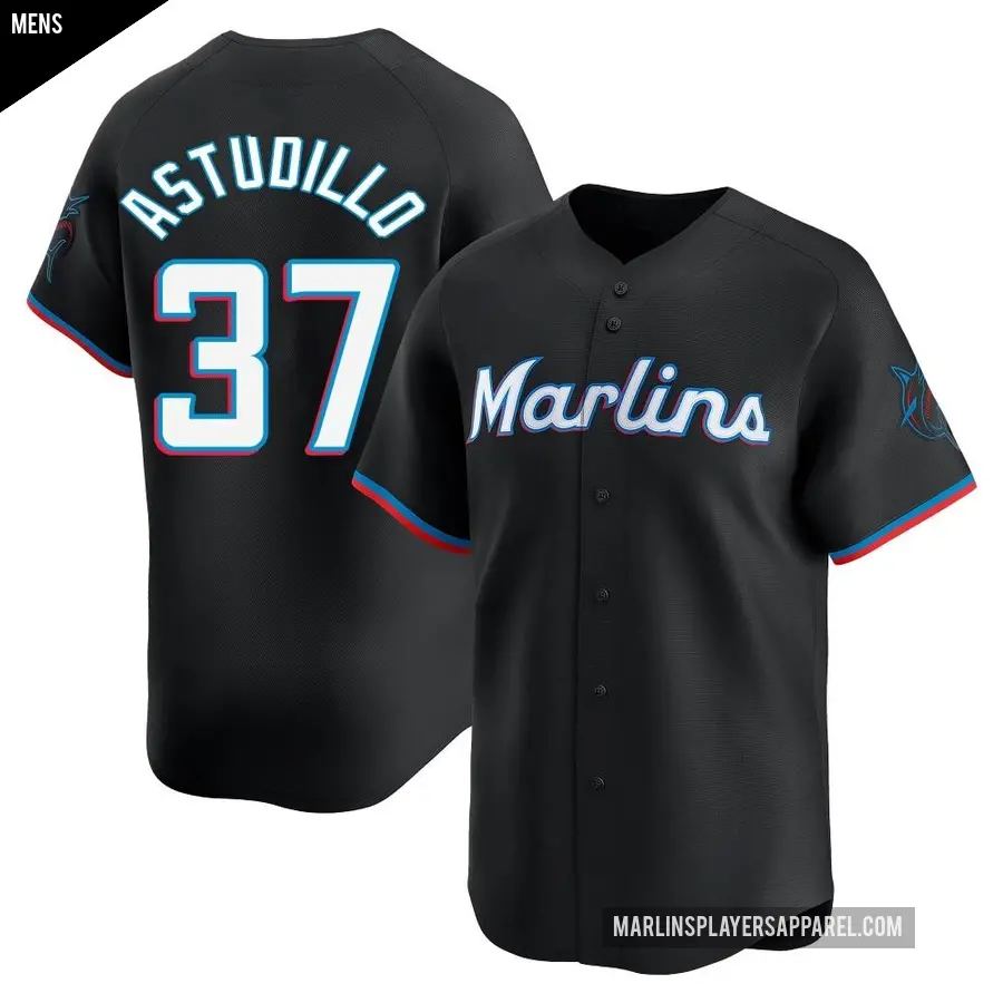 Men's Miami Marlins ＃37 Willians Astudillo Limited Black Alternate Jersey