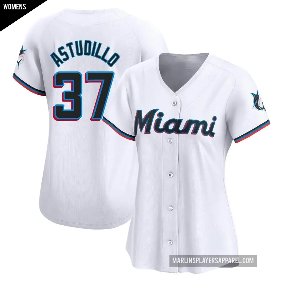 Women's Miami Marlins ＃37 Willians Astudillo Limited White Home Jersey