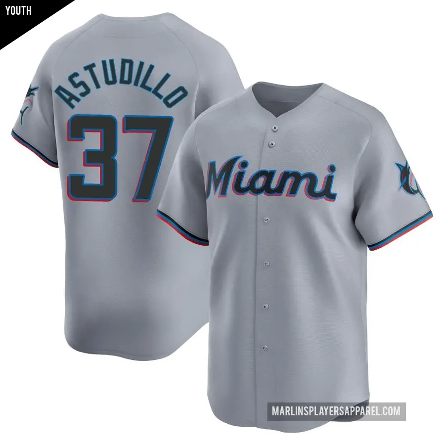 Youth Miami Marlins ＃37 Willians Astudillo Limited Gray Road Jersey